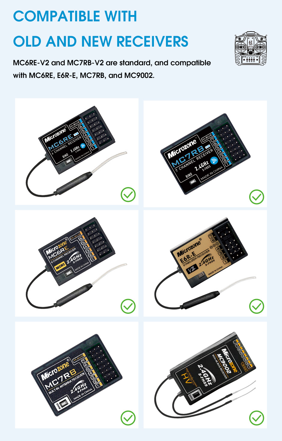 Mini-Microzone-MC6C-24GHz-6CH-Fernbedienung-mit-MC6RE-V2MC7RB-V2-Empfaumlnger-fuumlr-RC-Flugzeug-Mod-2017813-9